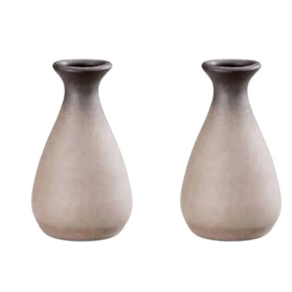 2 Pack - High Quality Ceramic Matte Gradient Vase - Grey & Beige