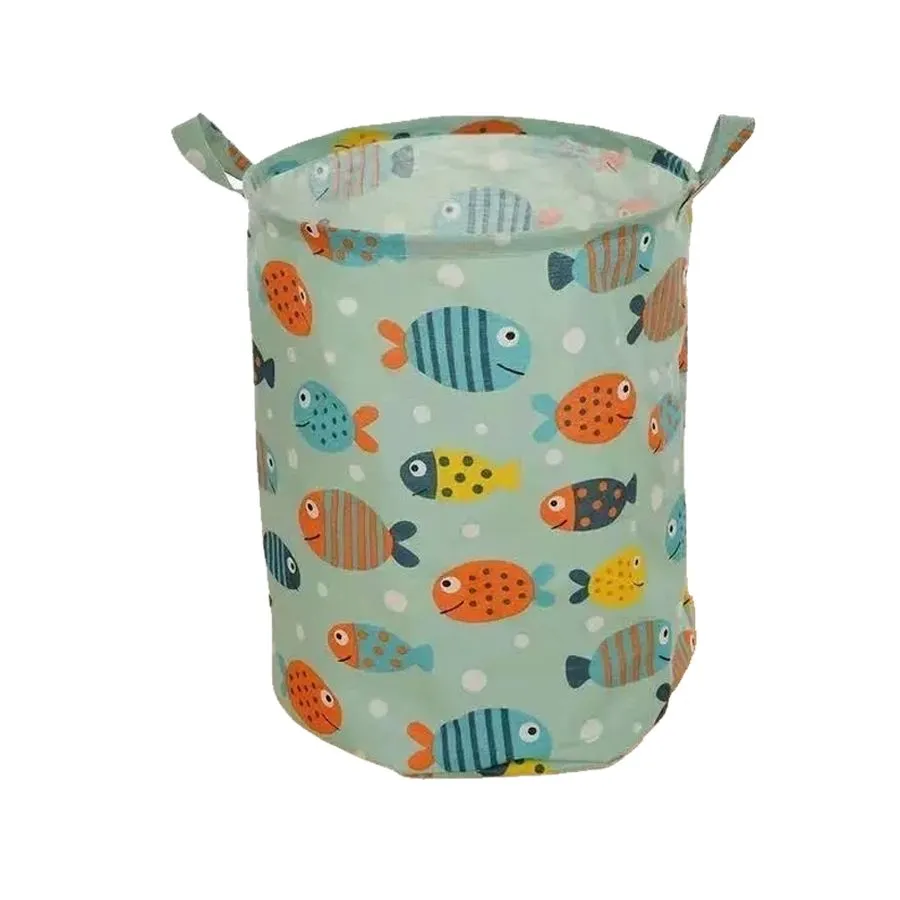 Cylindrical Canvas Foldable Waterproof Home Storage Bag - 40x50cm - children