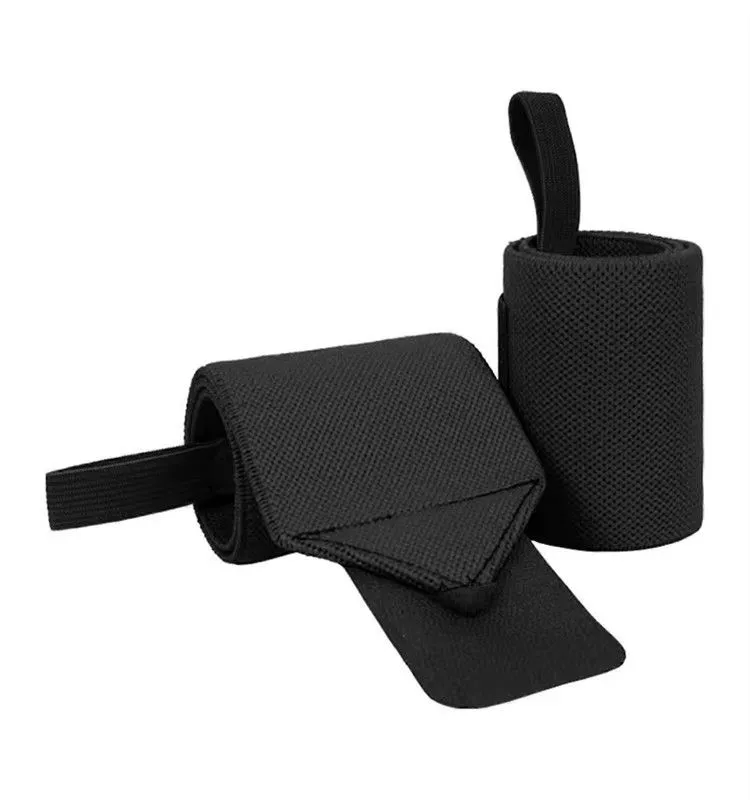 2 Pack Adjustable Elastic Wrist Support Strap for Weightlifting Fitness - Black