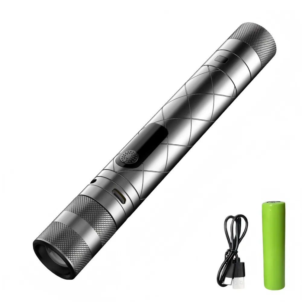 4-in-1 Ignition Buzzer Zoom Lighting Outdoor Multi-functional Flashlight - Glossy Black