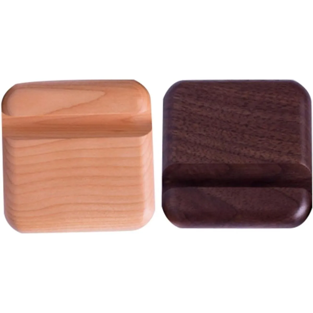 2pcs Wooden Phone Holder Desktop Stand Set for Mobile Phones and Tablets,