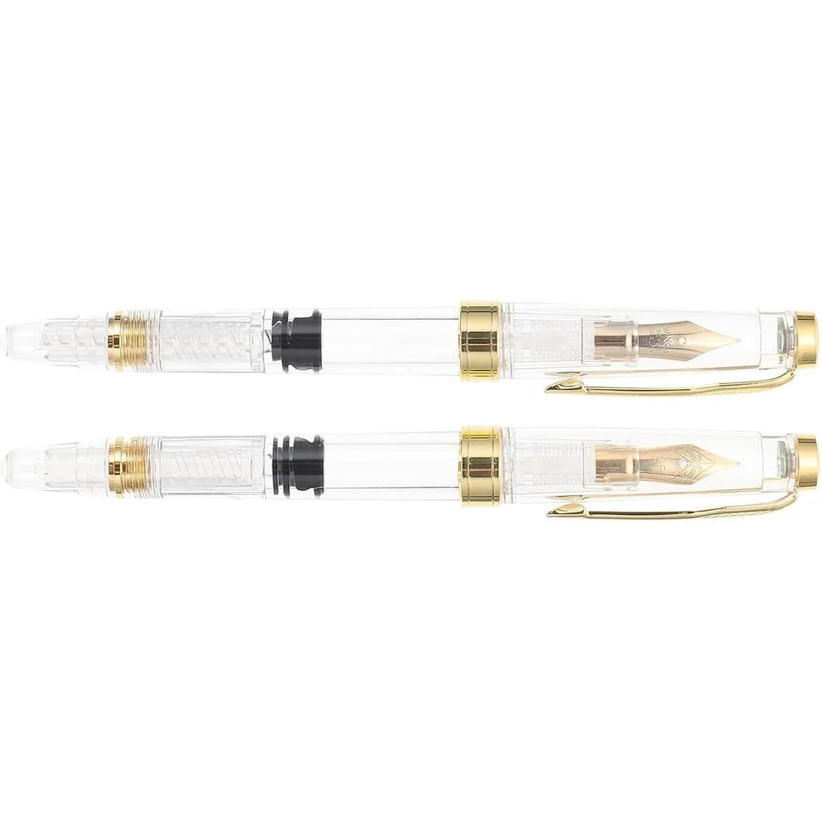 2pcs Metal Piston Fountain Pens Set with Standard Nibs, Wear-resistant Ink