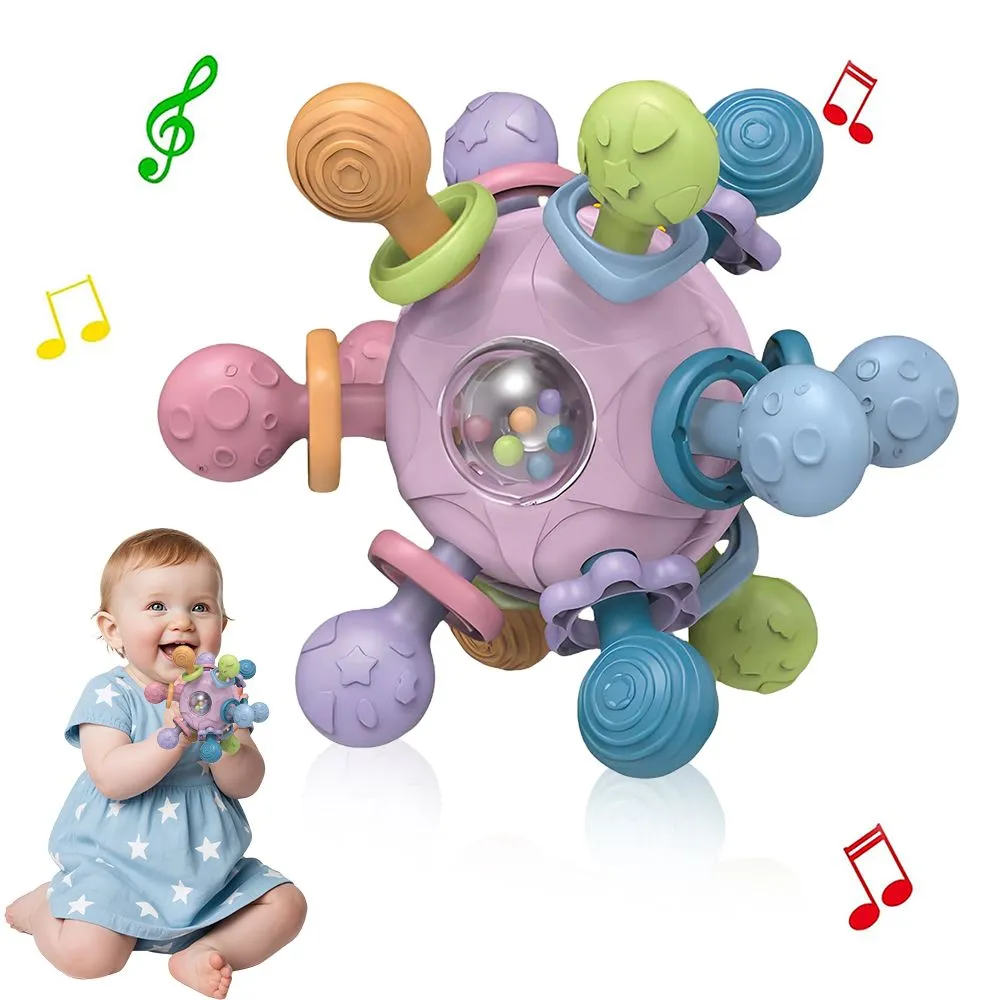 Baby Montessori Teething Toys Chew Toys Sensory Toys for 0-36 Months - Purple