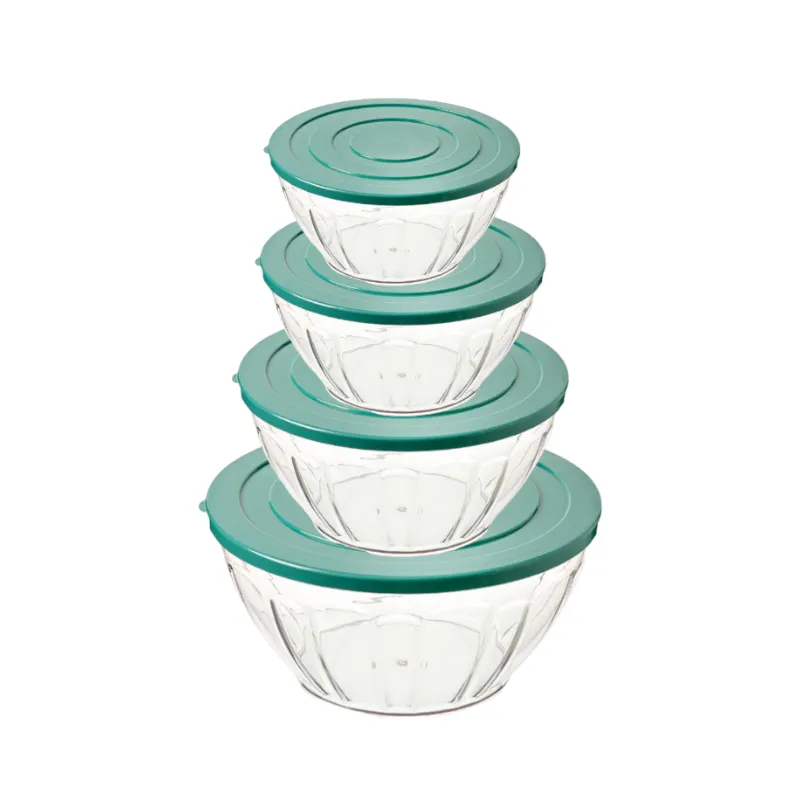 BPA Free Plastic Mixing Bowl with Colorful Lid - 5L,3.5L,2.5L,1.5L - 4 Piece - Blue