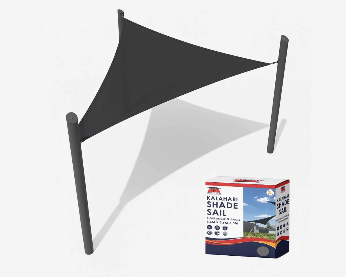 Kalahari Right Triangle Shade Sail 3.6m x 3.6m x 5m - Charcoal
