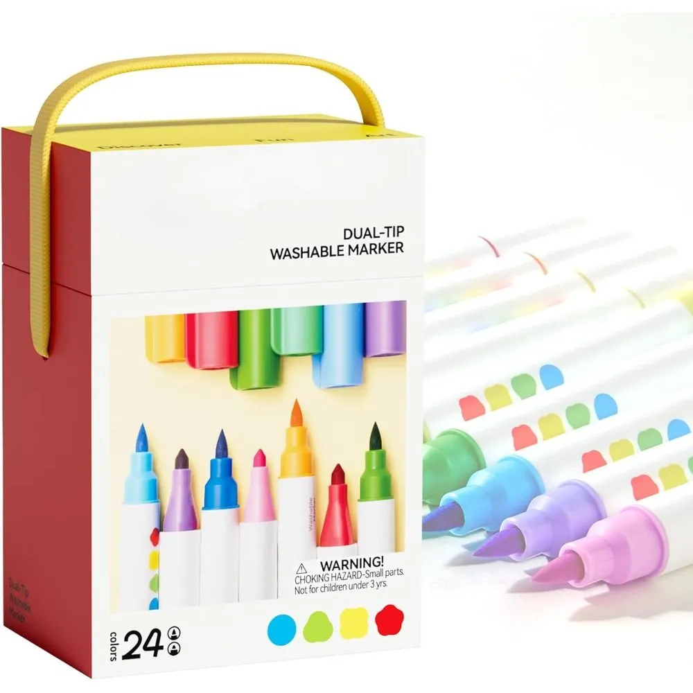 24-Color Double-ended Washable Markers - Multifunctional Painting Set