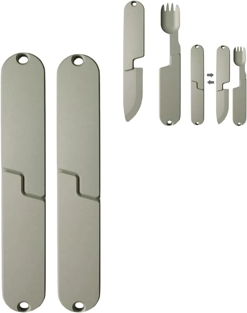 2 Pack Magnetic Camping Utensils Set Foldable