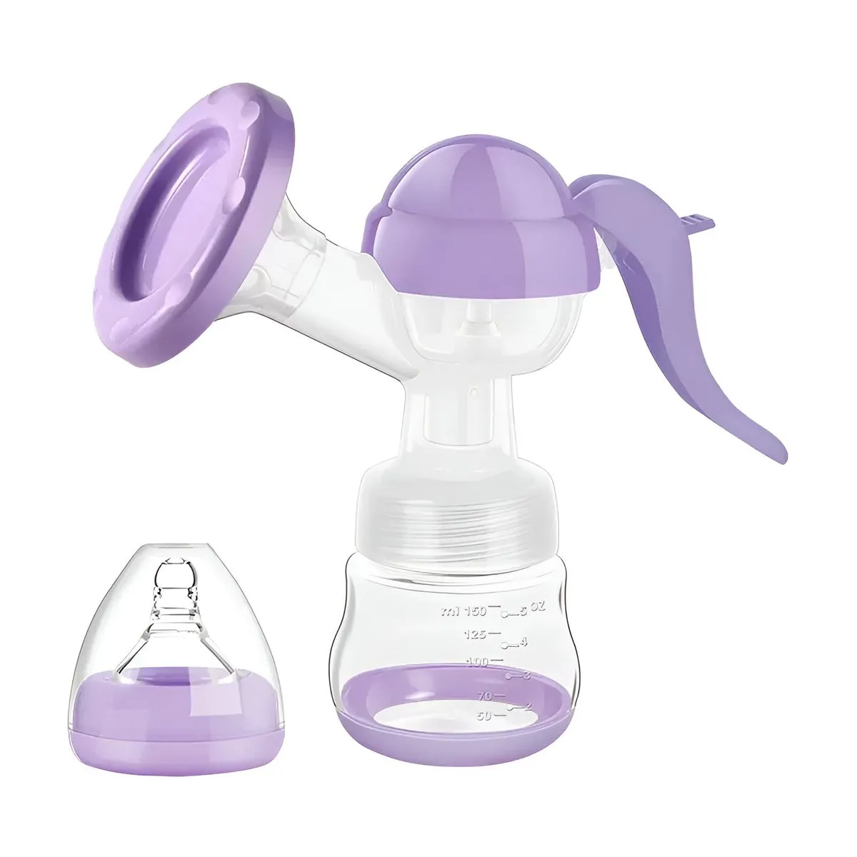 Comfortable Manual Breast Pump with Bottle & Teat - Purple