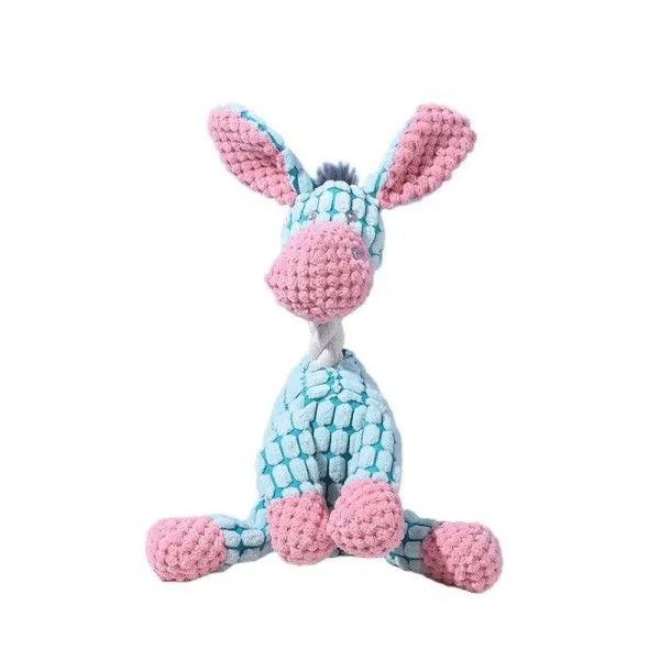 Durable Plush Squeaky Toy for Small Medium Pets - Blue