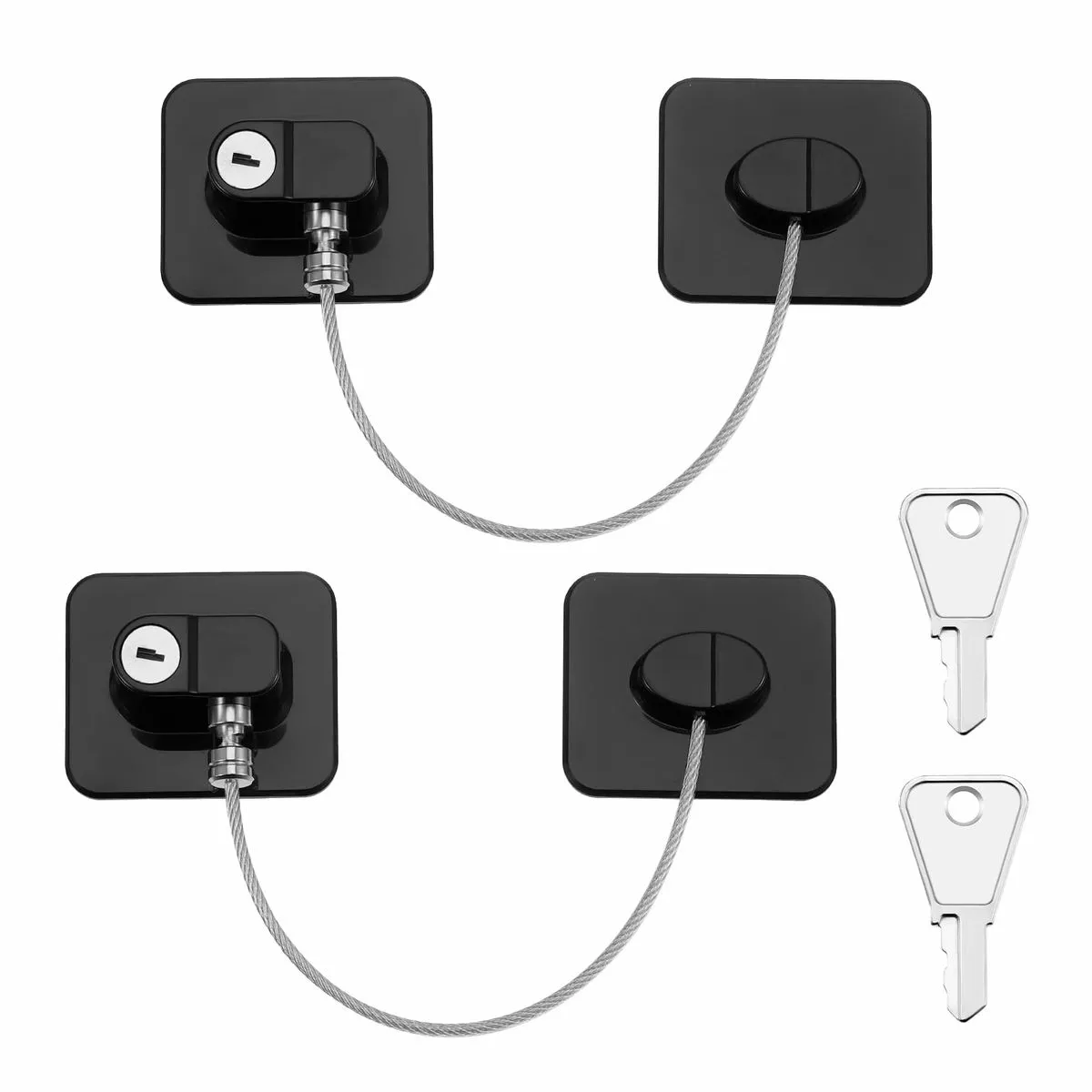 2 Pack Fridge Lock Child Safety Cupboard Locks with Keys - Black
