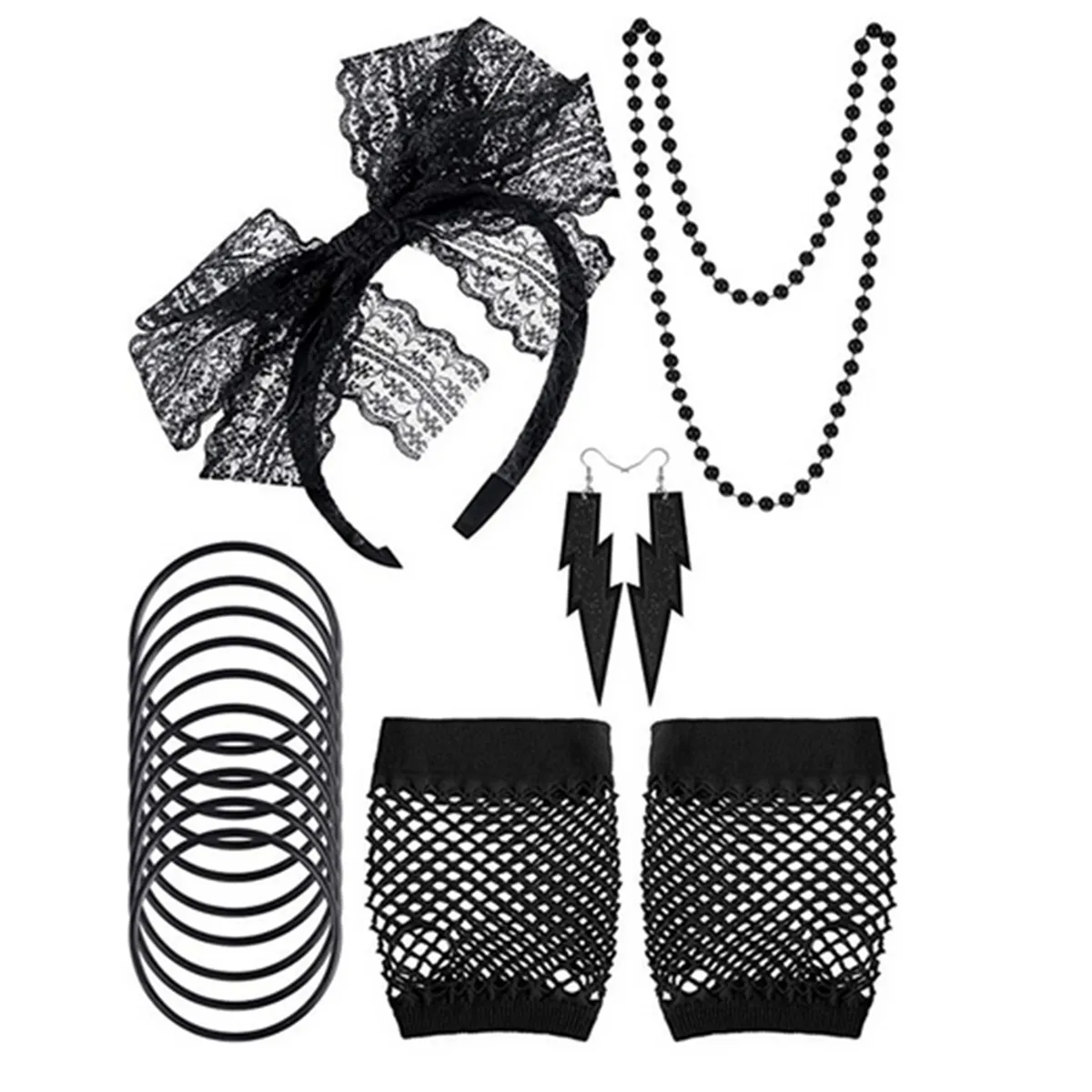 80s Fancy Dress Costume Accessories for Women,Party Set