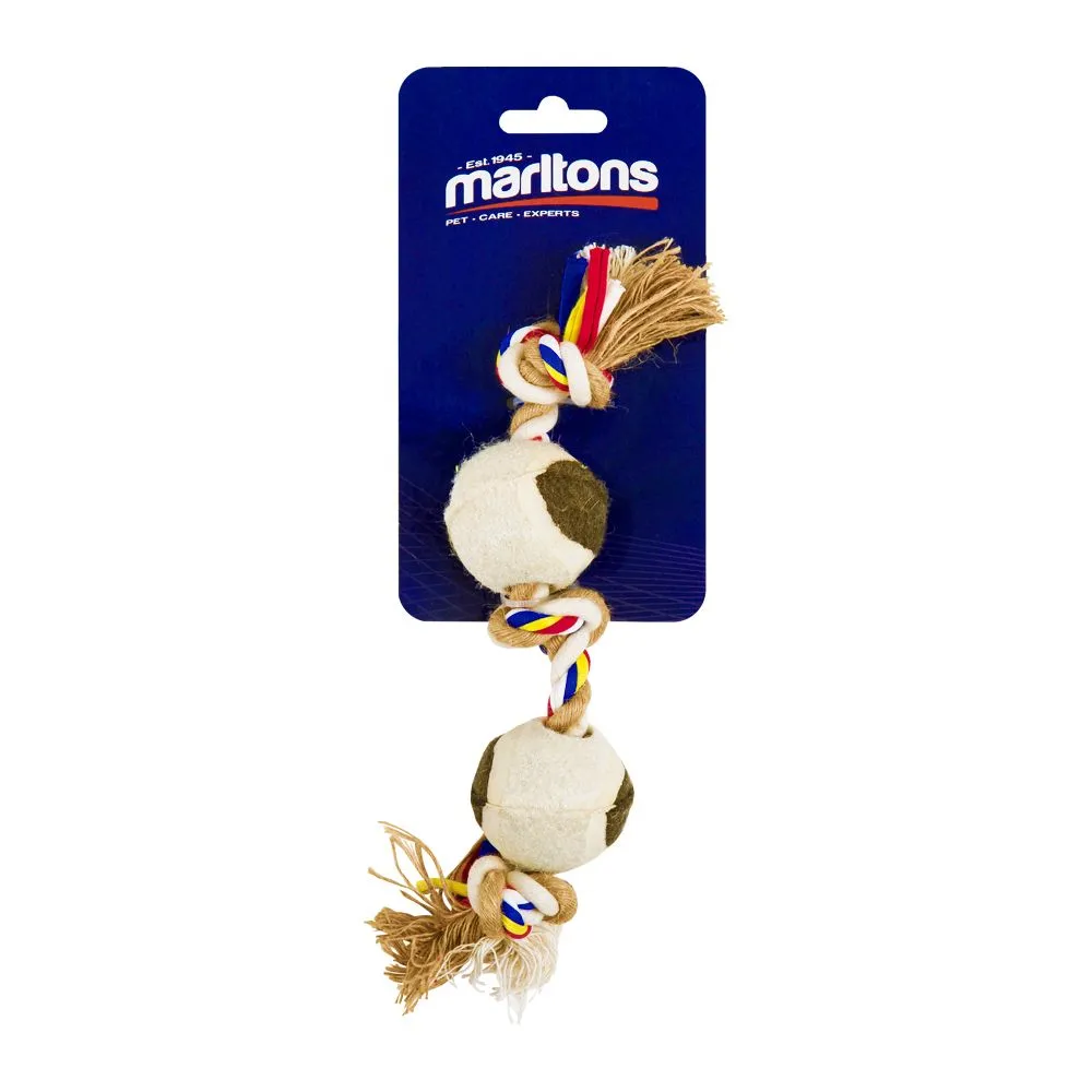 Marltons Dog Rope Bone With 2 Mini Tennis Balls
