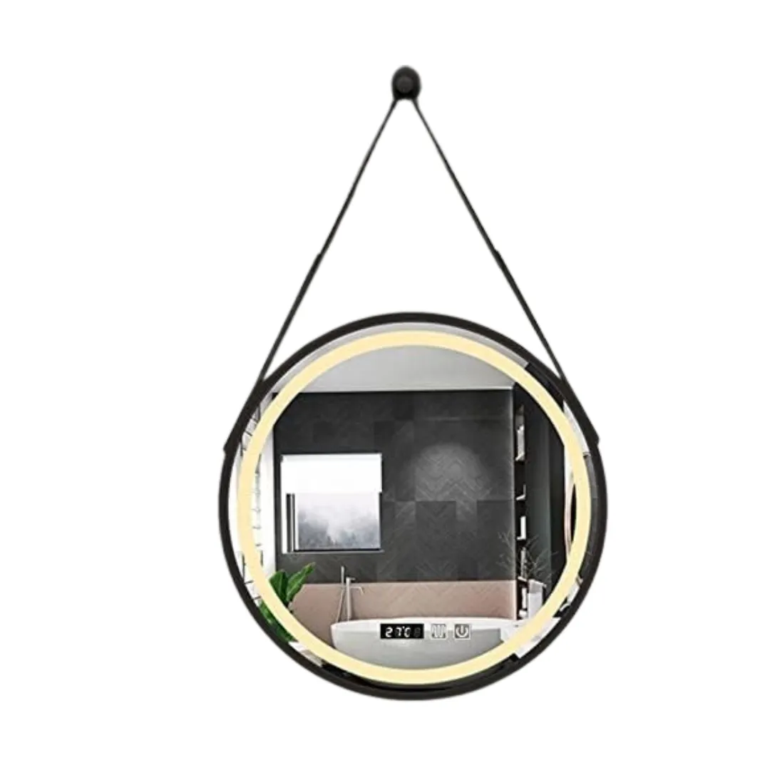 Arole LED Bathroom Mirror with Anti-Fog & Circular Design - Black