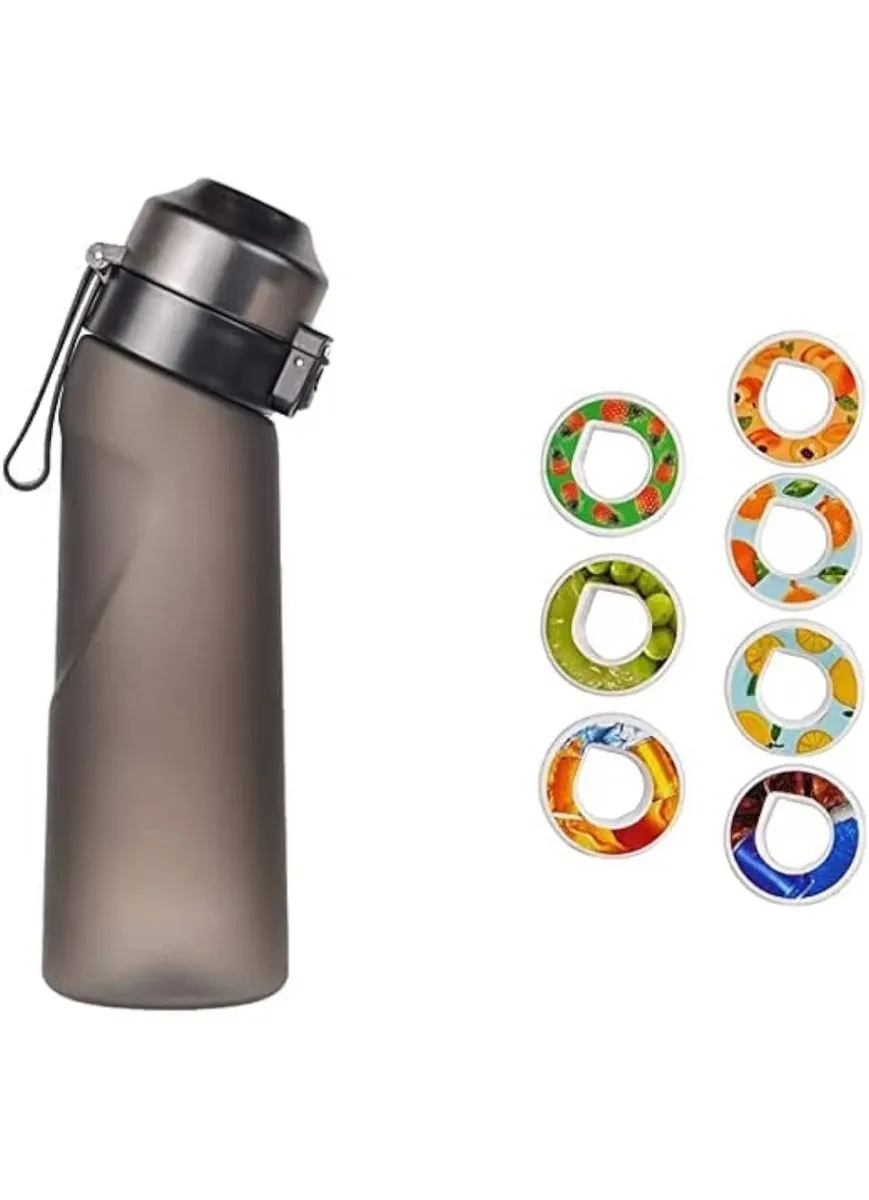 Fruit Flavoured Sports Water Bottle with 7 Flavour Pods - Black