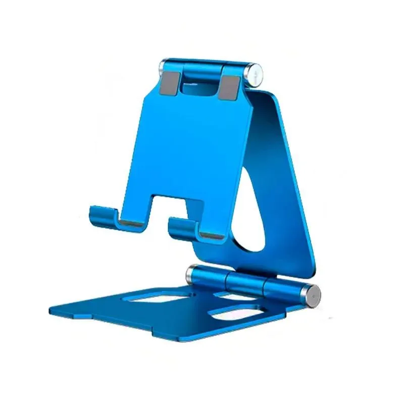 Metal Mobile Phone Desktop Holder Stand Portable Folding Phone Stand - Blue
