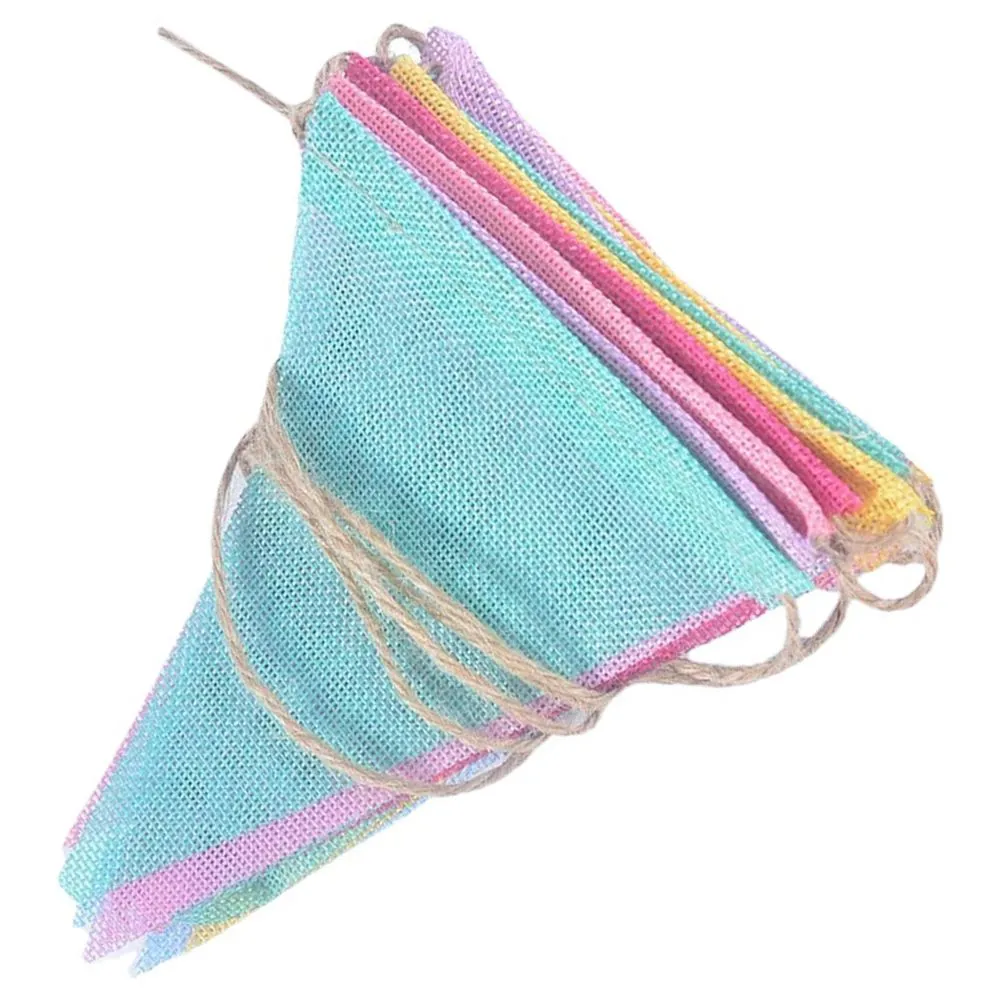 Multicolor Burlap Triangle Pennant Banner for Parties, Weddings, and Events