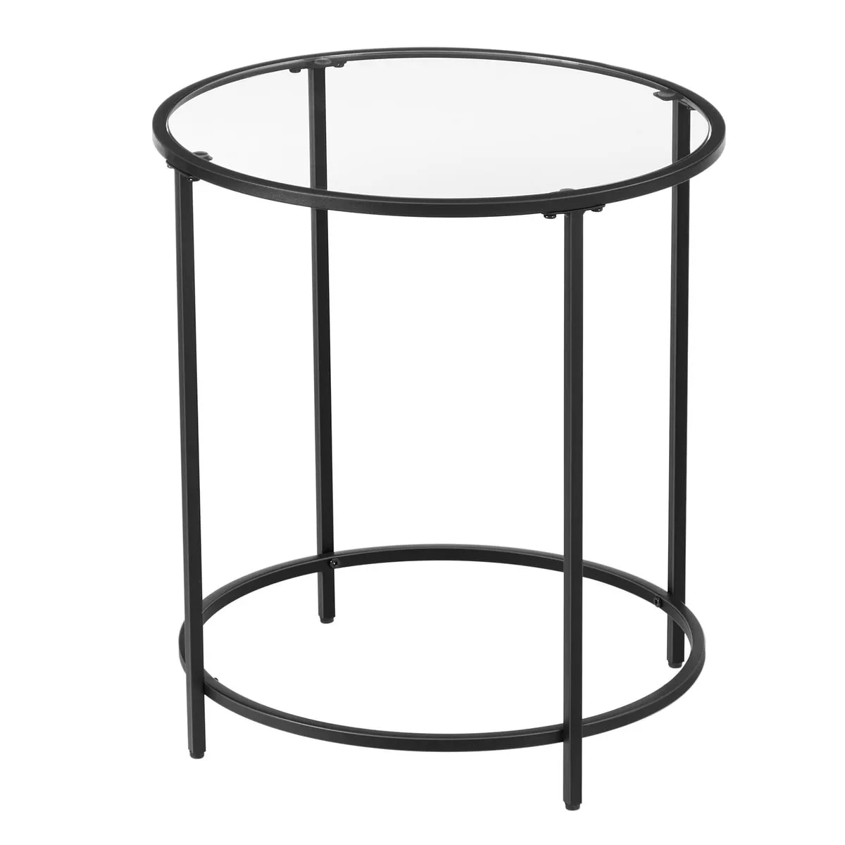 Hazlo Argus Round Glass Side Table - Black