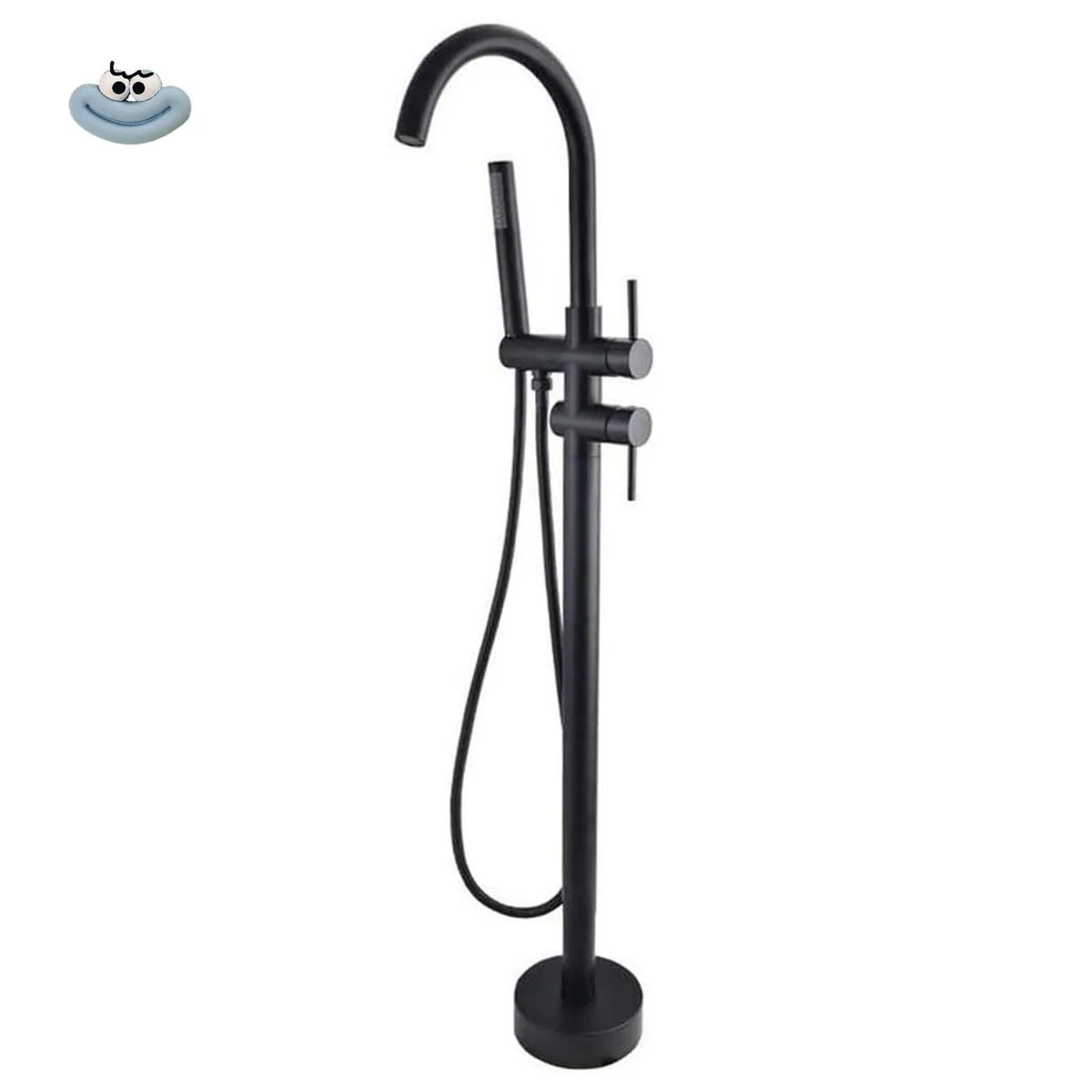 Free Standing Bath Mixer Chrome-plated, Durable And Rust-free - Black