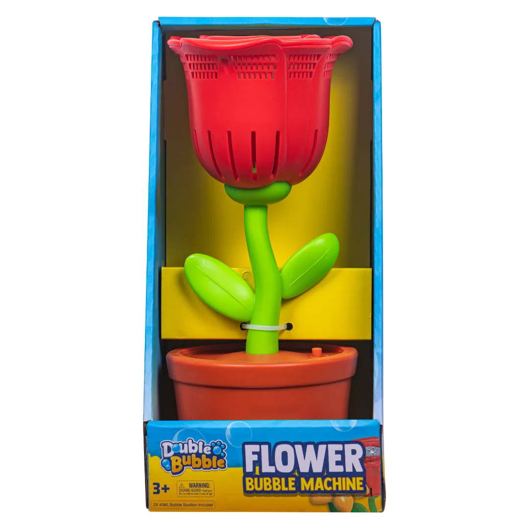 Double Bubble Flower Bubble Toy Machine - Electric Bubble Blower for Kids - Red, Brown