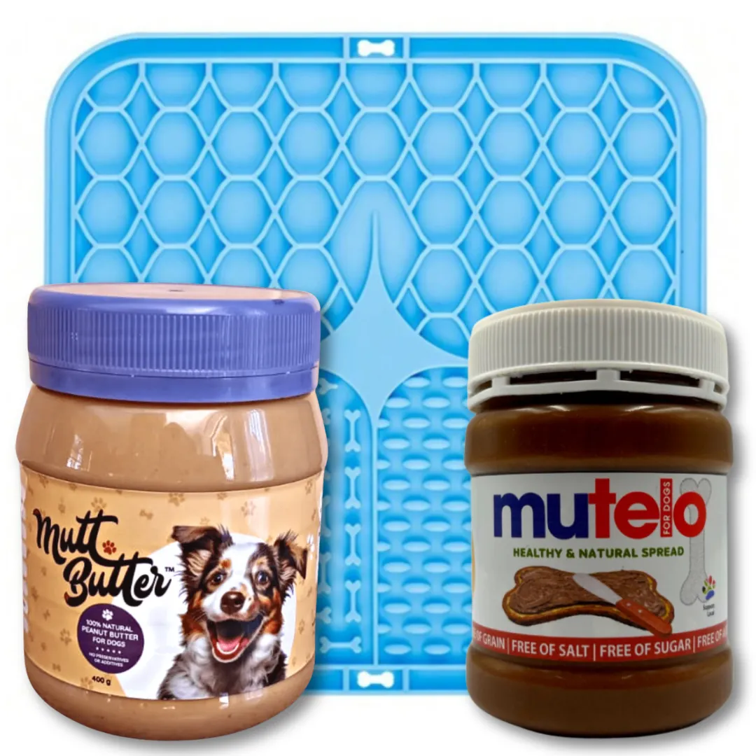 Small Lick Mat Bundle - With Mutelo And Mutt Butter - Blue