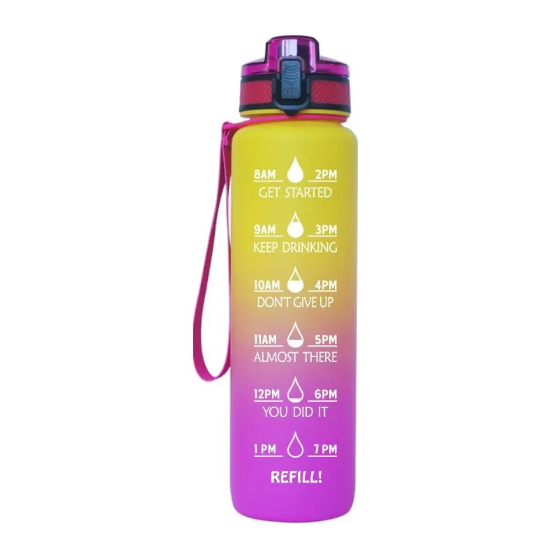 BPA free Leakproof 1L Sport Water Bottle With Time Marker