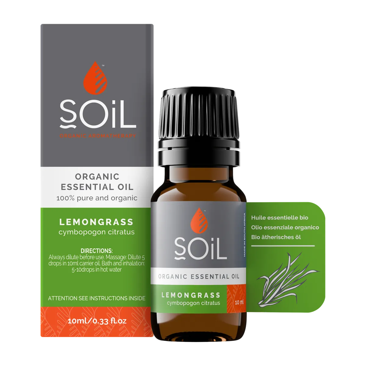 SOiL Organic Lemongrass 10ml (Cymbopogon Citratus)