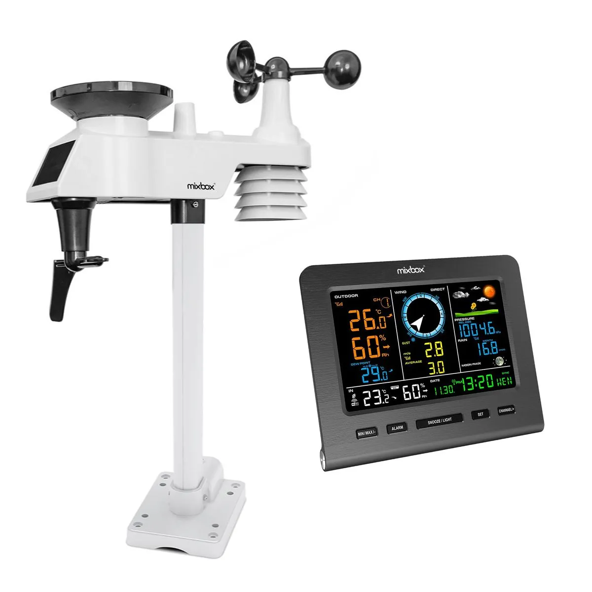 Mix Box Weather Station Digital LCD Solar Calendar Alarm Clock-7 In 1