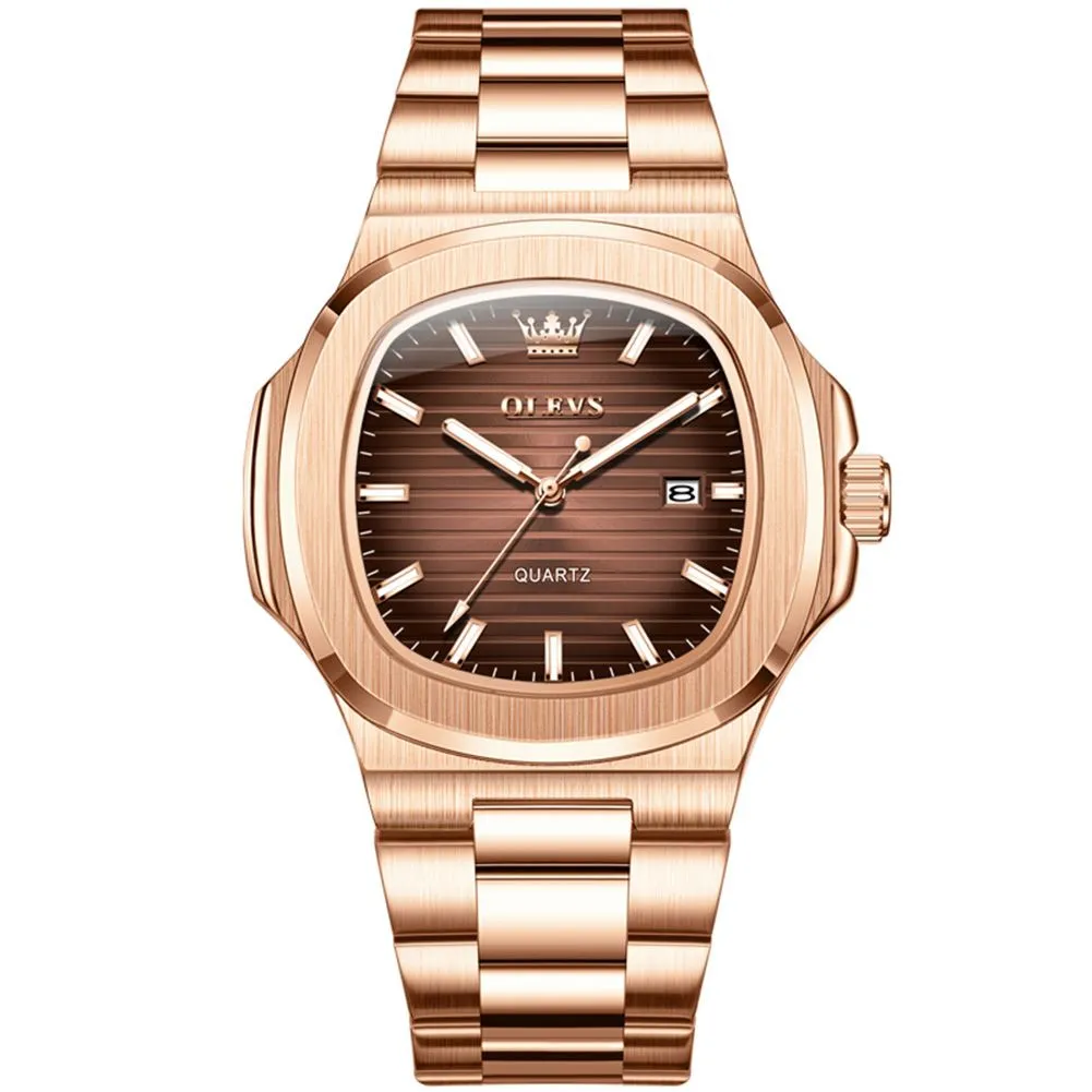 Men's Wrist Watch Classic Waterproof Calendar Business Men Quartz Watches - Black, Gold