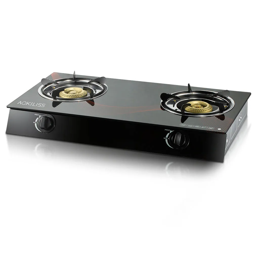 Tempered Glass Countertop Double Burner Gas Stove