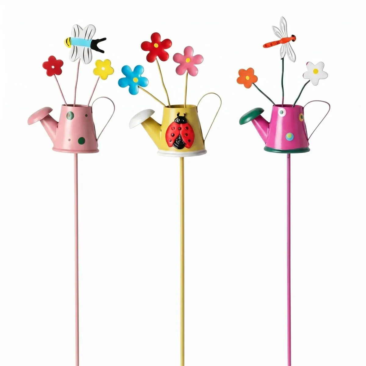Set of 3 Metal Animal Garden Stakes for Pots and Planters