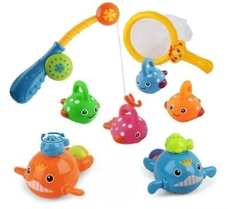 Bath Toys Fishing Games Swimming Whales Bath Time Bathtub Toy