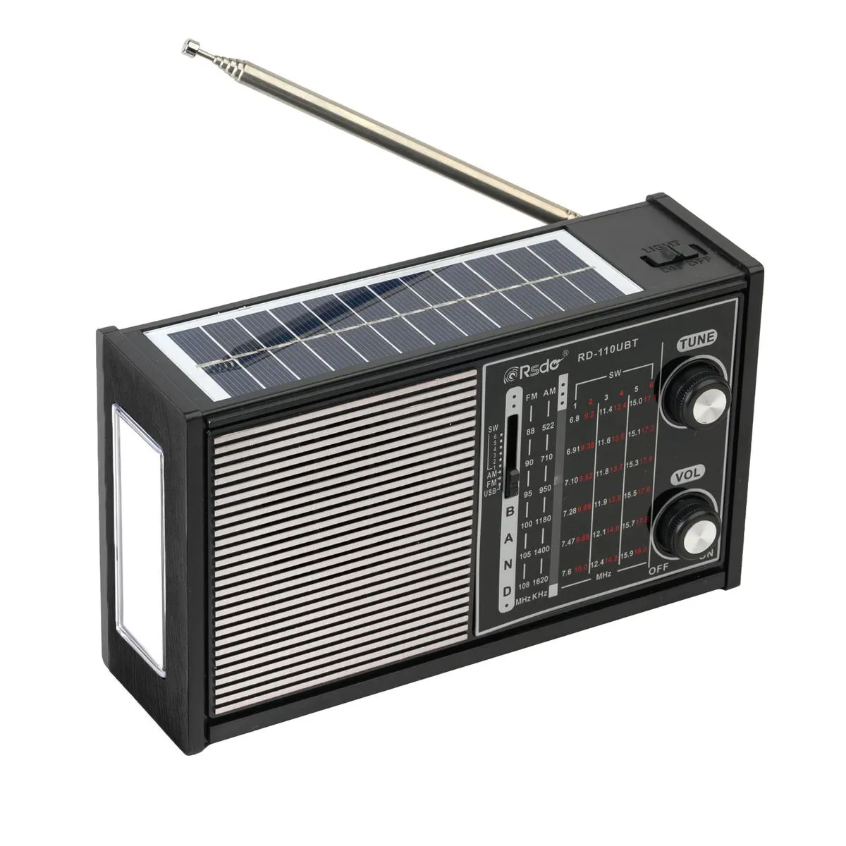 Solar Radio with LED light FM/AM/MP3/BLUETOOTH RD-110UBT - Black