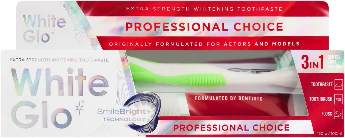 White Glo Whitening Toothpaste Professional Choice 100ml with Toothbrush