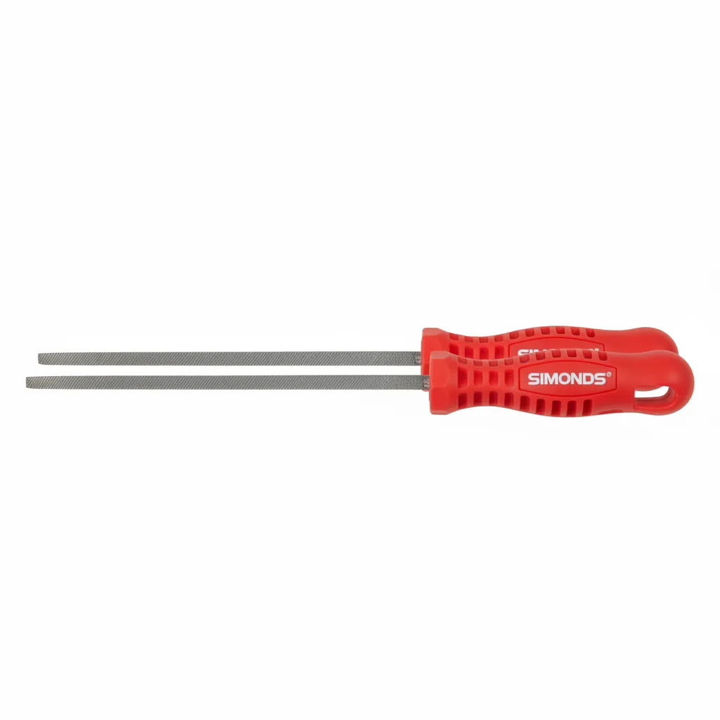 Simonds 200mm Round Smooth File with Handle for Metal, Wood, - 2 Pack