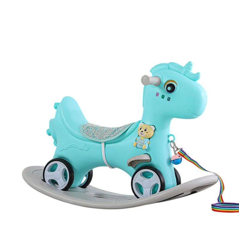 Babies-Up Rocking Dino Horse Musical 3-in-1 Rocker for Kids - Blue
