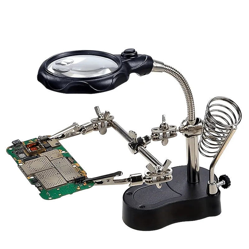 Professional Electronic Repair Station with Lighted Magnifier Stand