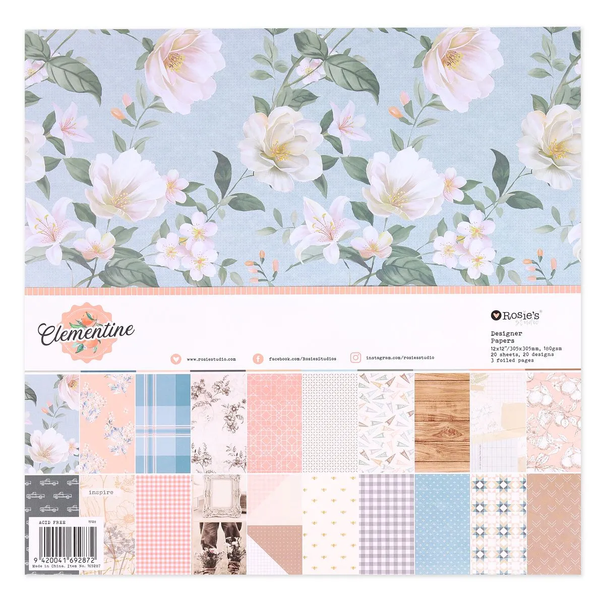 Clementine 12x12" Designer Paper Pack 20 sheets