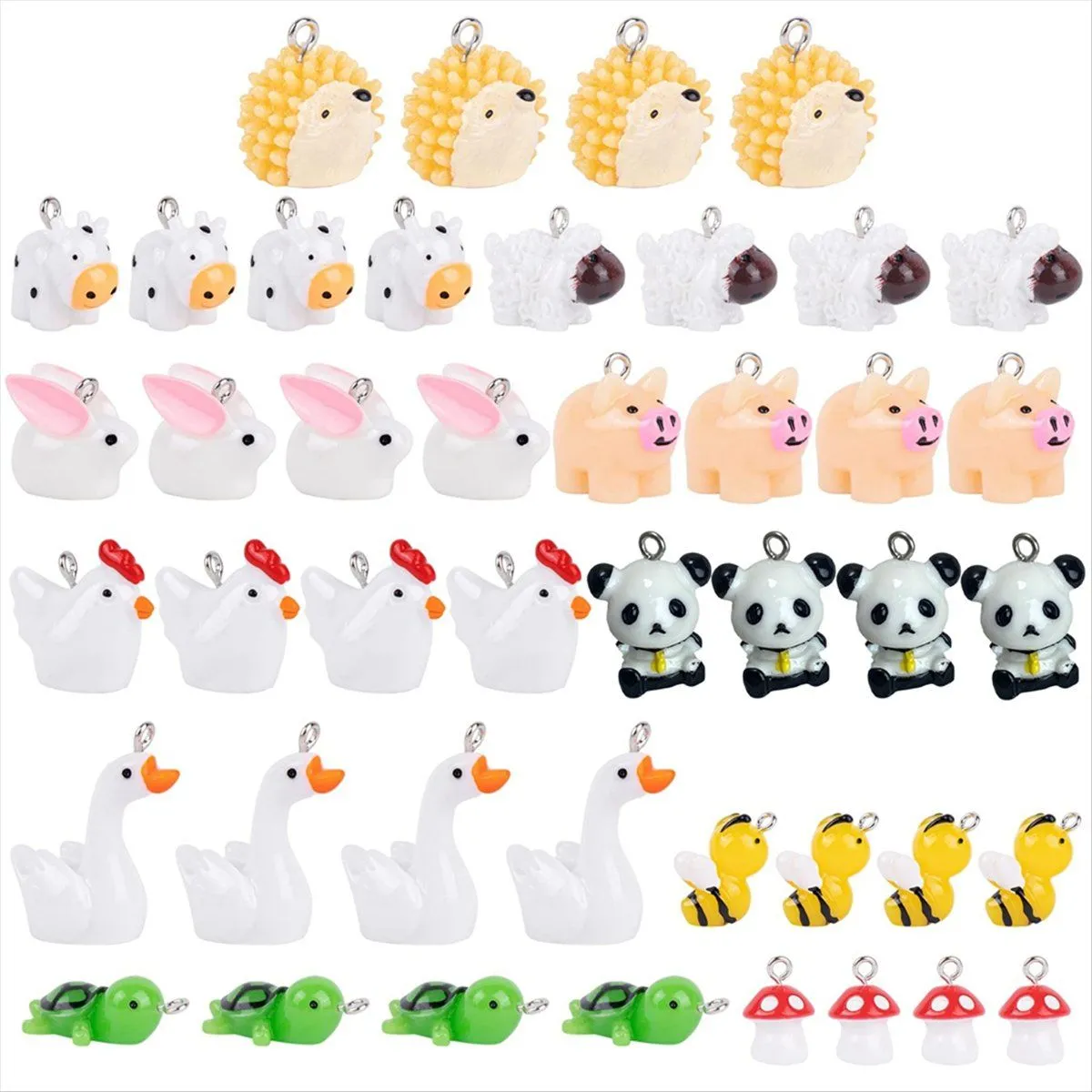 Resin Animal Charms Cute Animal Pendants Farm Jewelry Supplies