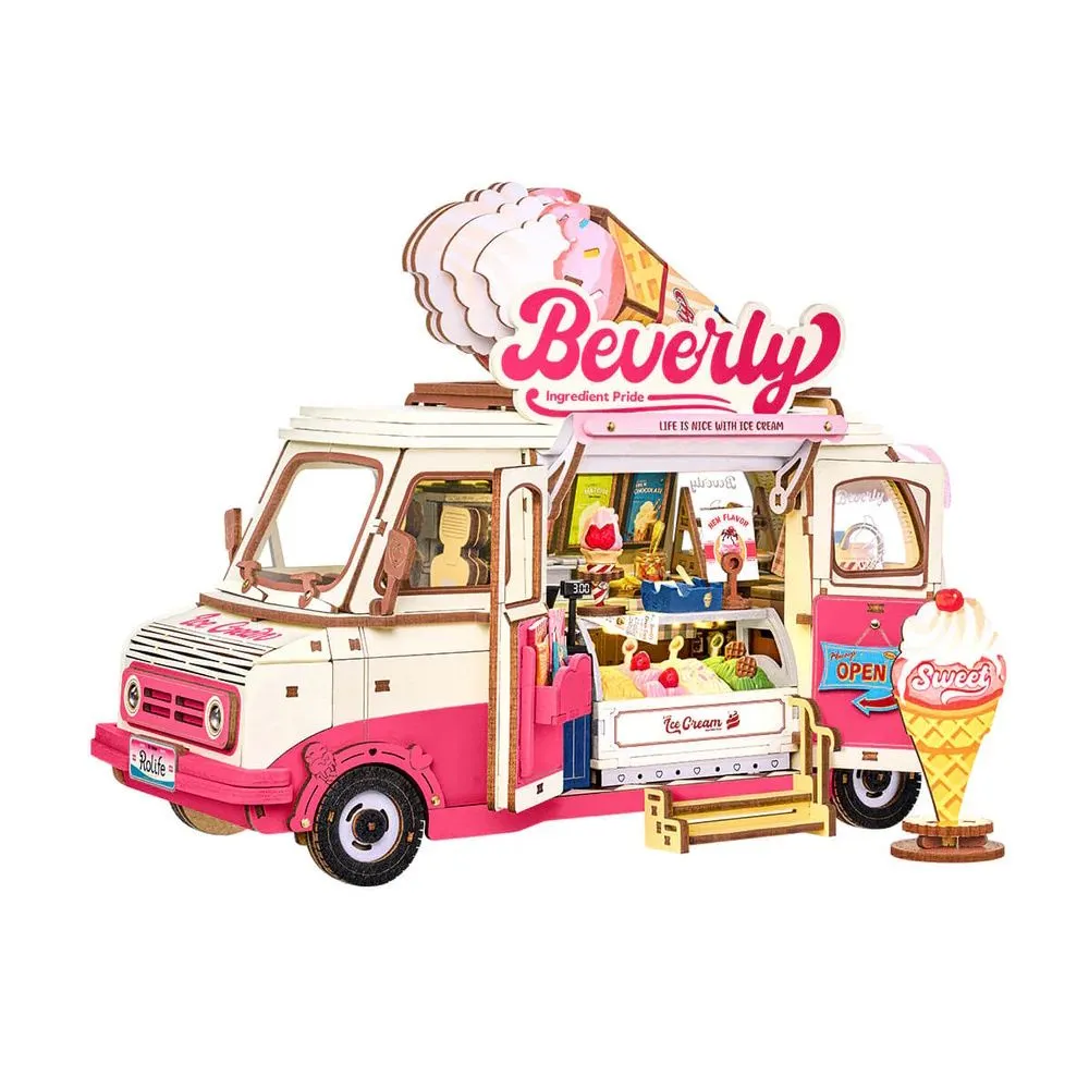 Robotime Rolife Beverly's Ice Cream Truck 3D Wooden Puzzle (290 Pieces)
