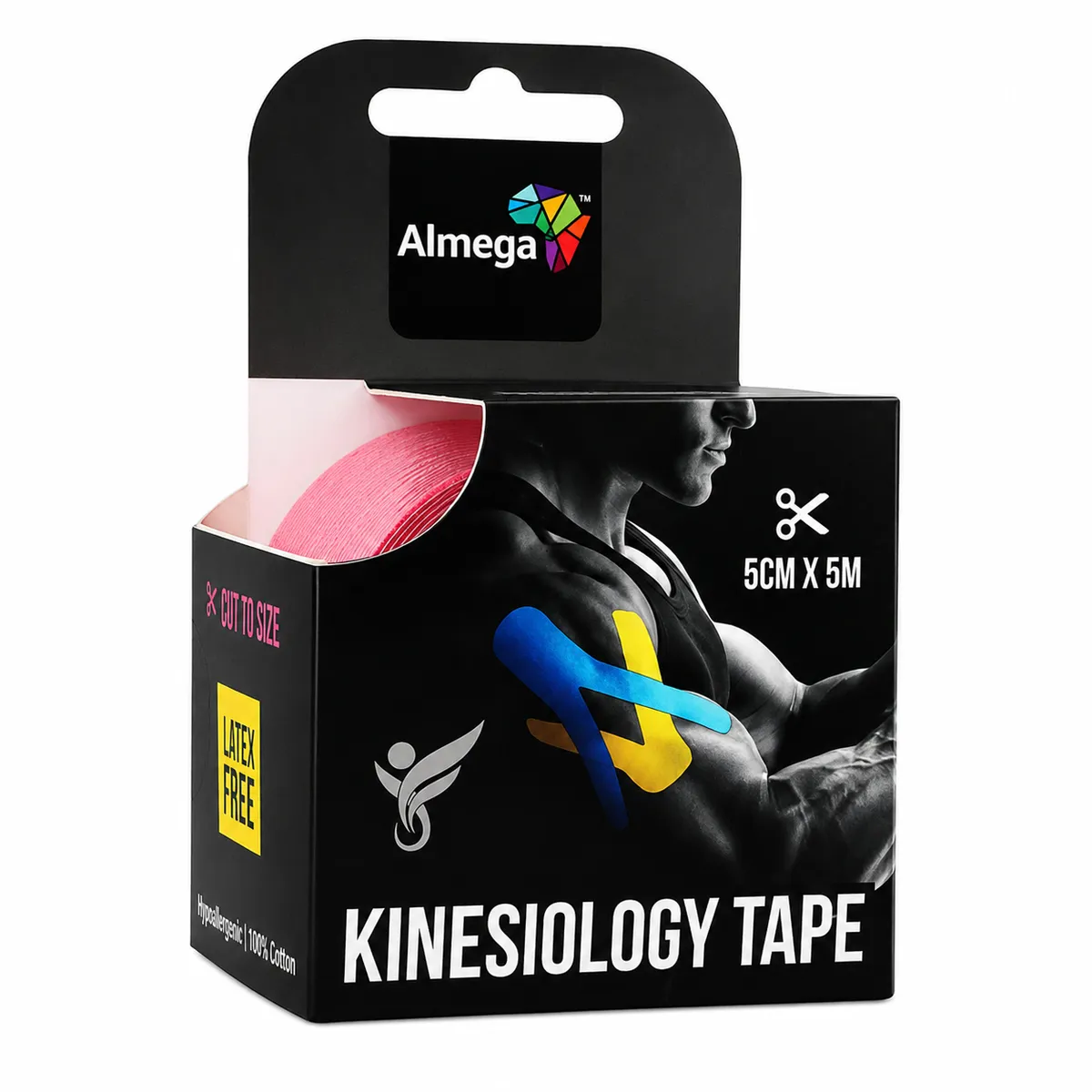 Almega - Kinesiology Elastic Sports Support Tape - Pink - 5cm x 5m