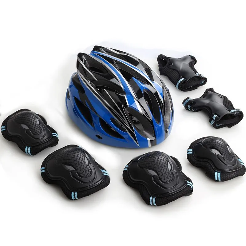 7Pcs Kids Cycling Protective Gear Set, Safety Helmet & Knee & Elbow Pads Set