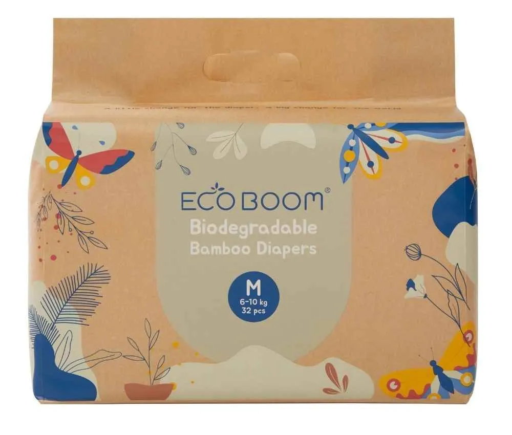 Eco Boom Joy Bamboo Nappies 3 M - 128 Pcs Biodegradable Eco-Friendly