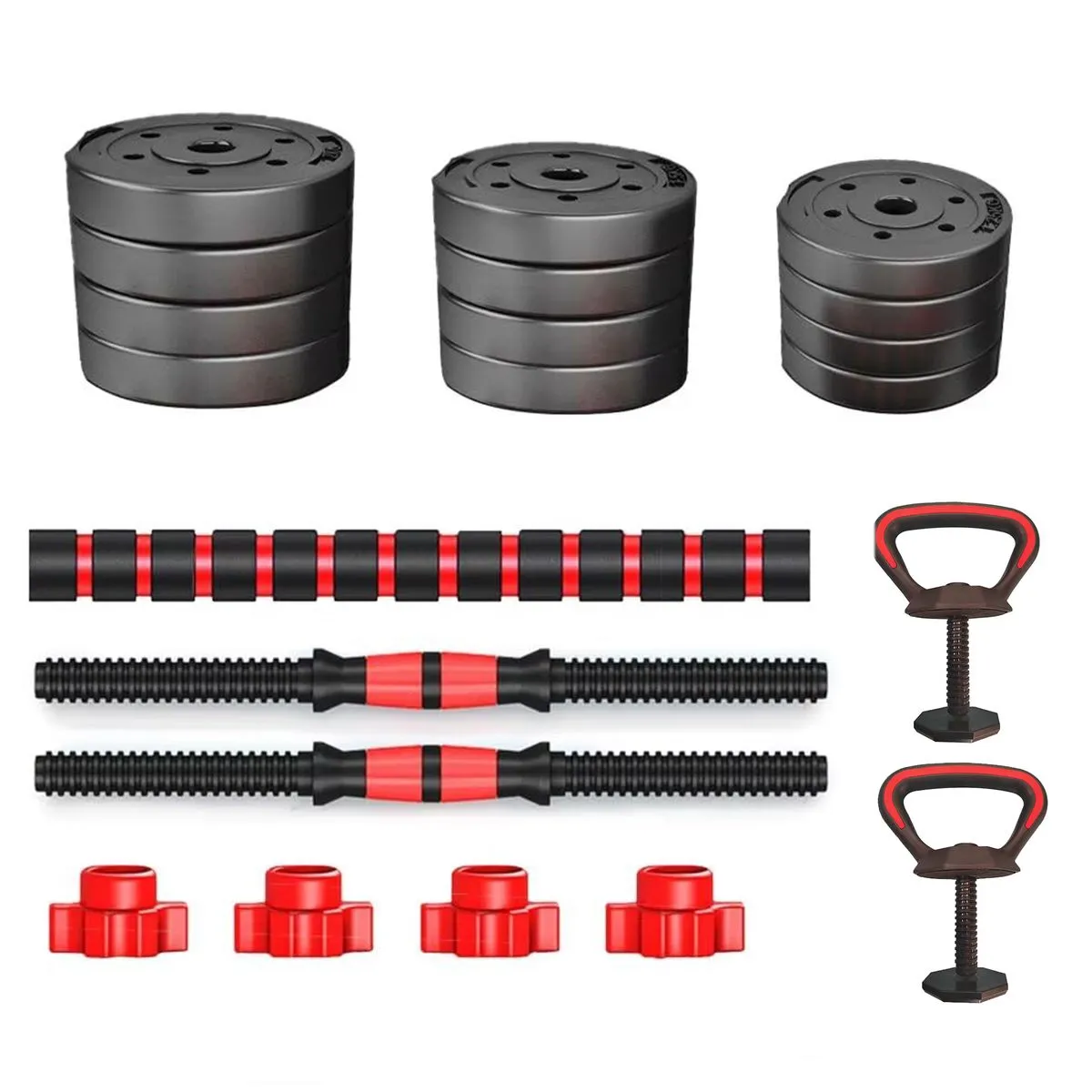 Weight Lifting Adjustable Barbell Kettlebell and Dumbbells Weight Set