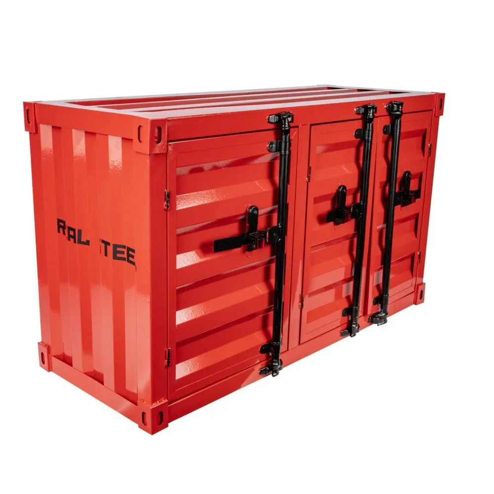Metal Container Storage Box - 3 Door Single Shelf (1000×400×600mm) - Red
