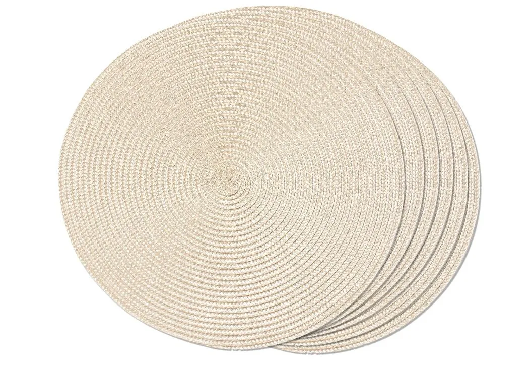 Round Braided Placemats Set of 6 Table Mats for Dining Tables Woven