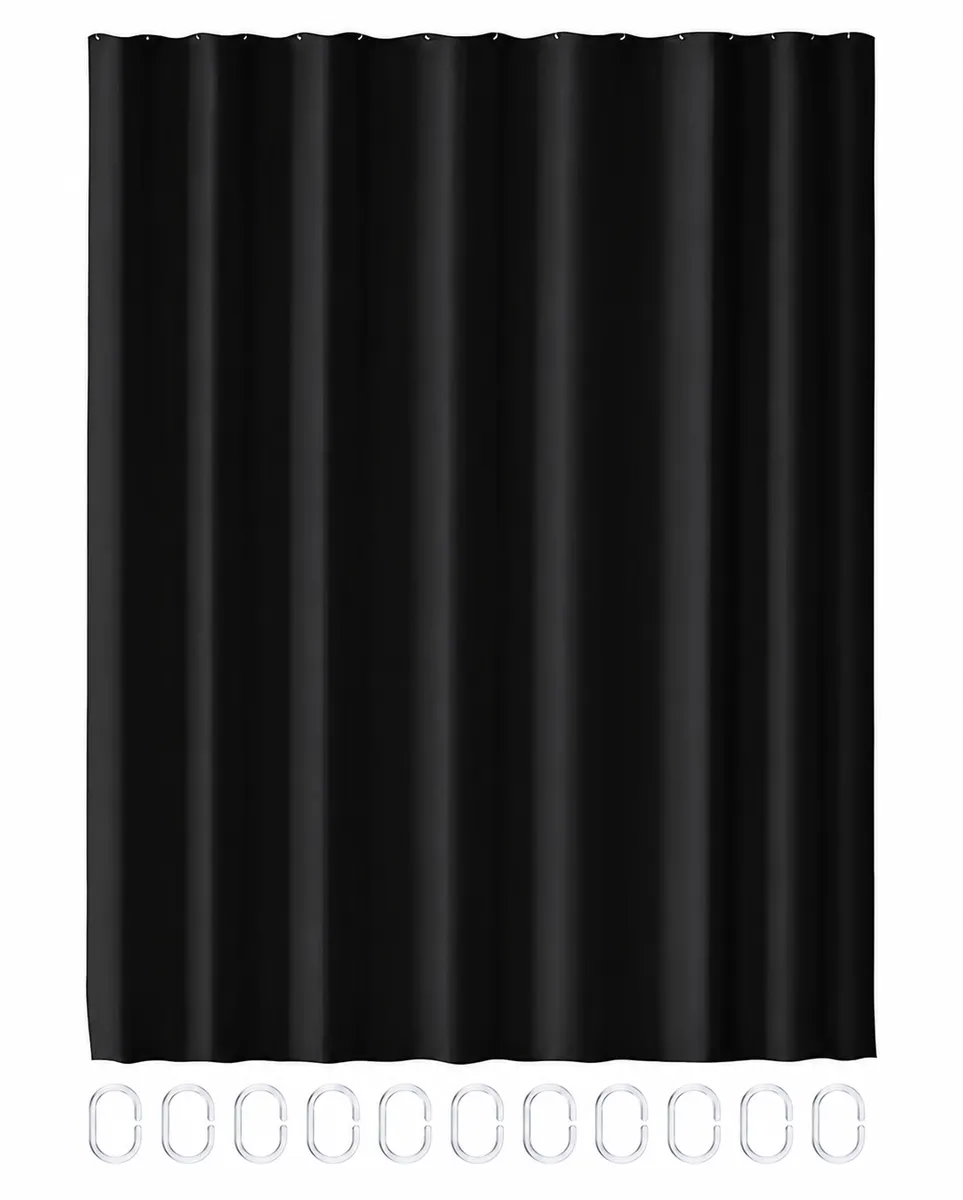 Plain Modern Shower Curtain 180 x180cm - Black