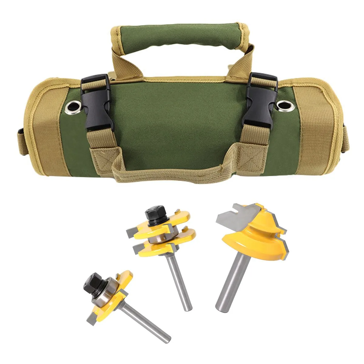 6mm Shank 45 Degree Lock Miter Router Set 3 Piece with Oxford Cloth Tool Bags