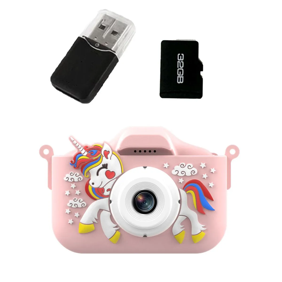 Kids Camera Toys for kids Age 3-14 with Cute Unicorn Protective Cover - Pink, White
