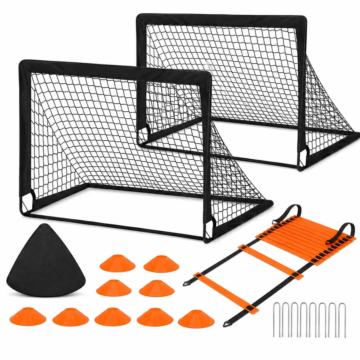 Kids Foldable Soccer Goal Set with Agility Accessories
