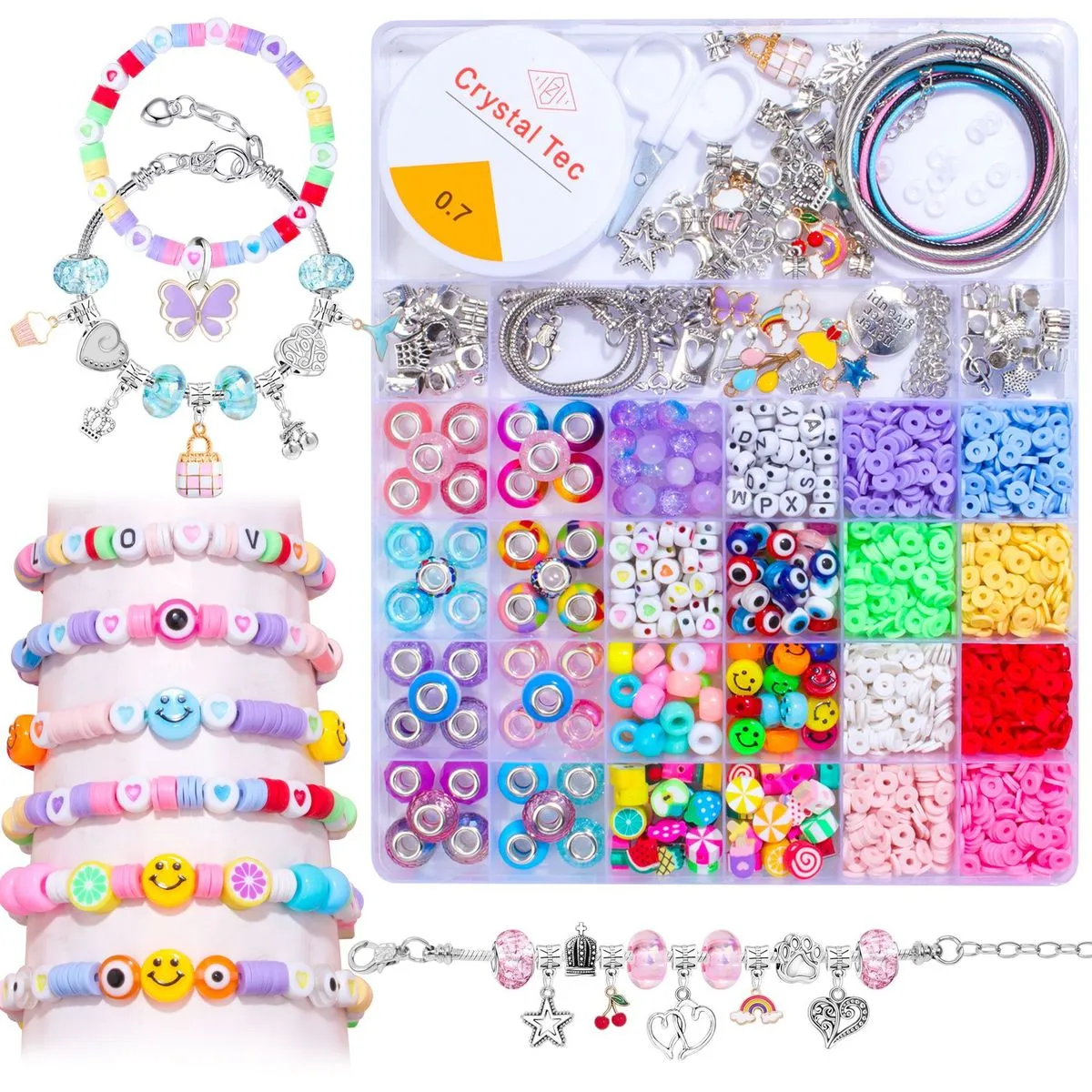 Kids DIY Beaded Bracelet & Necklace Set - Colorful Clay Bead Jewelry Toy